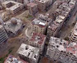 لقطات جوية تظهر جانباً من الدمار في الغوطة الشرقية