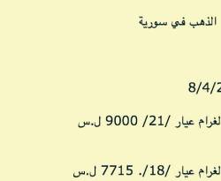 سعر قياسي للذهب بدمشق