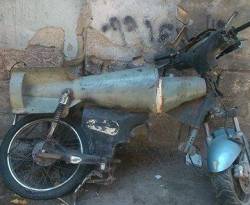 صاروخ الأسد يتحول إلى دراجة في الغوطة